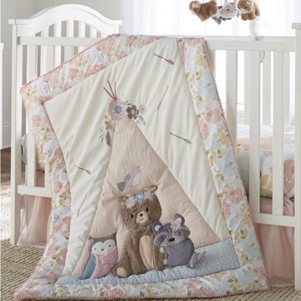 Floral and Animal Themed Baby Quilt